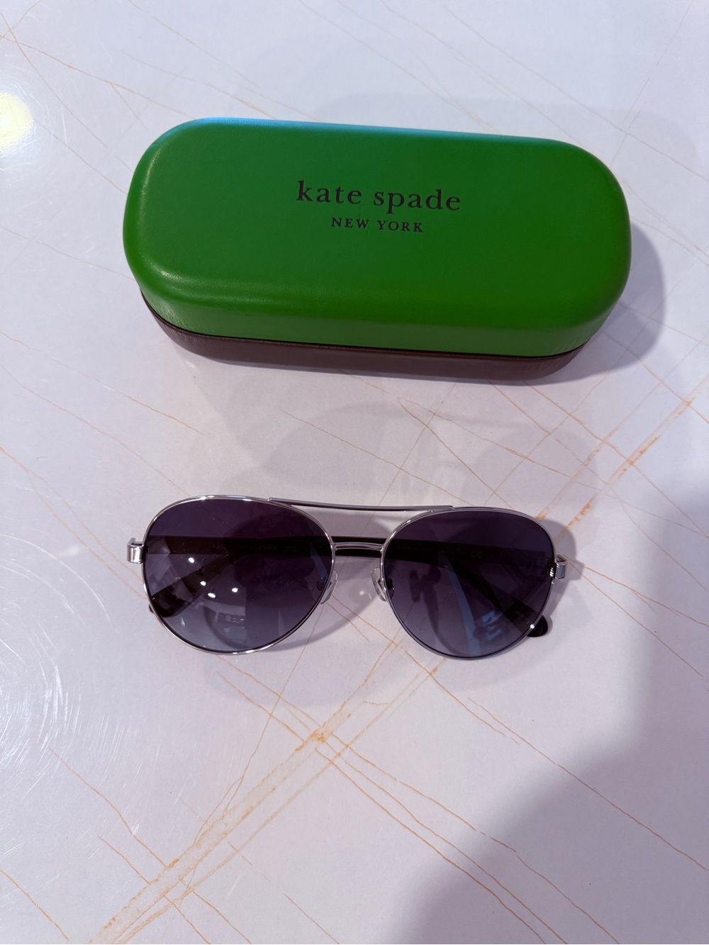 kate spade Silver Frame Sunglasses with Gray Gradient Lenses